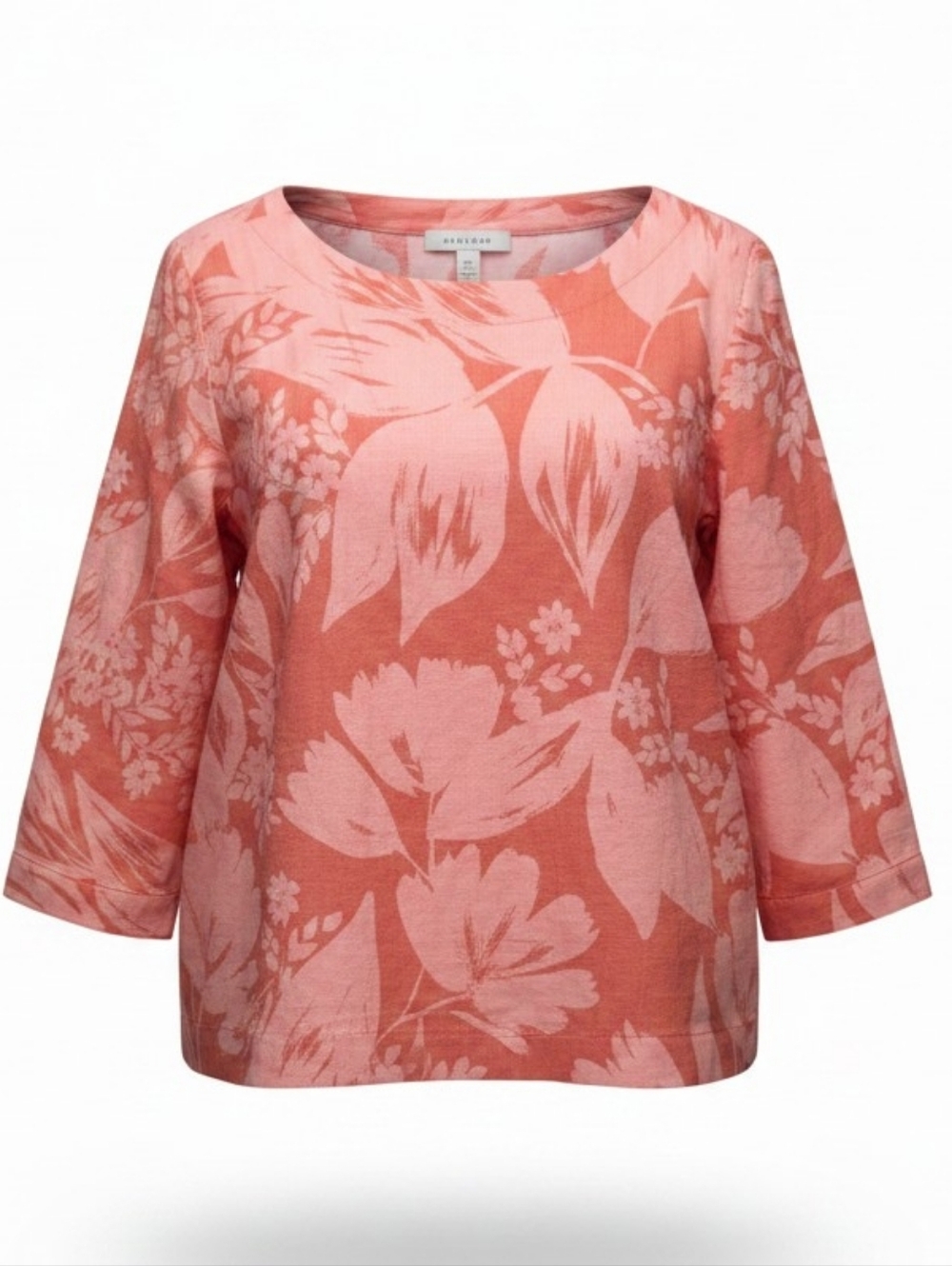JOIE‎ | 100% Linen Floral Top Pink Rose Oversized Resort Wear Summer Blouse | XL
